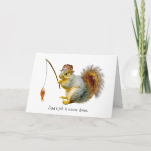 Fishing Squirrel Father's Day Card