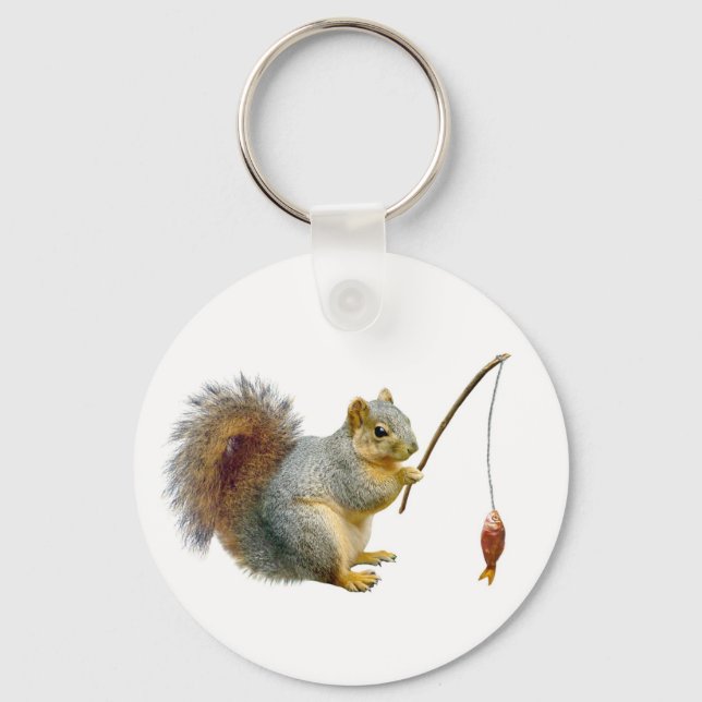 Fishing Squirrel Key Ring (Front)