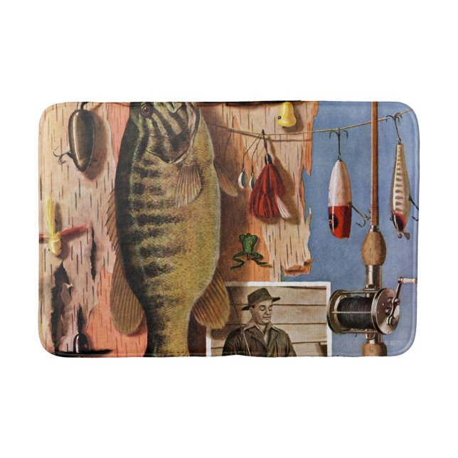 Fishing Still Life by John Atherton Bath Mat (Front)