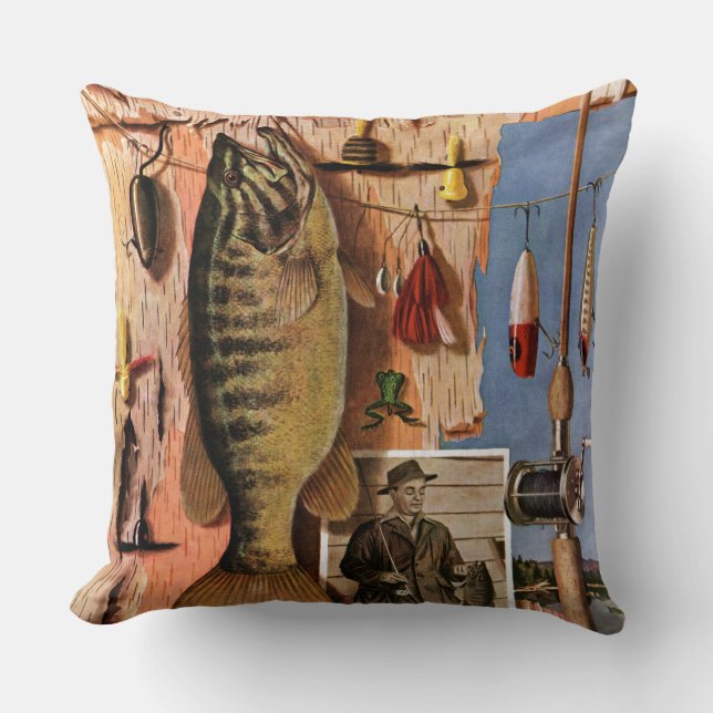 Fishing Still Life by John Atherton Cushion (Front)