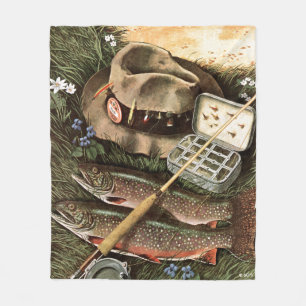 Fishing Still Life Fleece Blanket