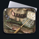 Fishing Still Life Laptop Sleeve<br><div class="desc">Artist: John Atherton | Fisherman's still life -fish,  lures,  rod</div>