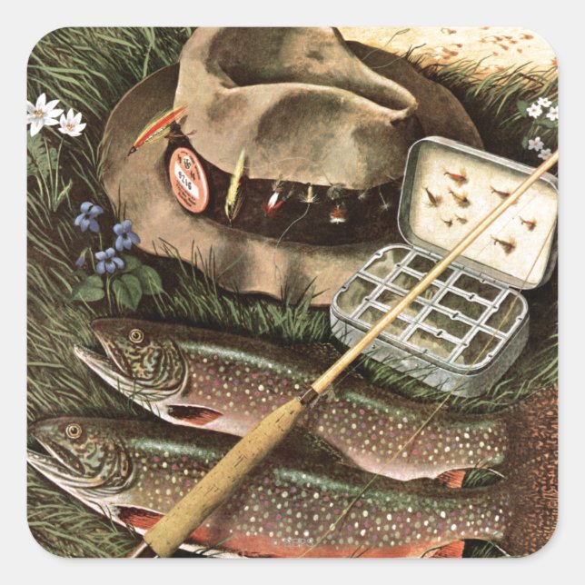 Fishing Still Life Square Sticker (Front)