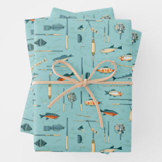 Fishing Tackle Fish Fishing Rods Sports Wrapping Paper Sheet