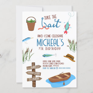 Fishing Take the Bait Birthday Invitation