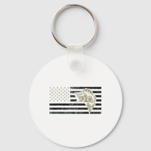 Fishing Tee For Men - Vintage Us American Flag Men Key Ring