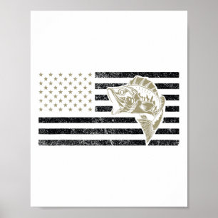 Fishing Tee For Men - Vintage Us American Flag Men Poster