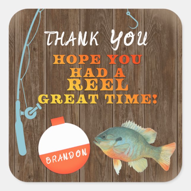 Fishing Thank You Birthday Sticker (Front)