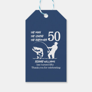 Fishing the Legend Rodfather 50th Birthday Gift Tags