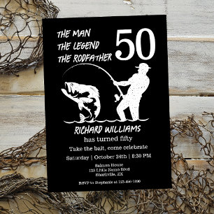 Fishing the Legend Rodfather 50th Birthday Invitation