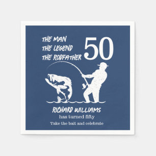 Fishing the Legend Rodfather 50th Birthday Napkin
