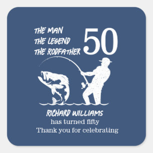Fishing the Legend Rodfather 50th Birthday Square Sticker