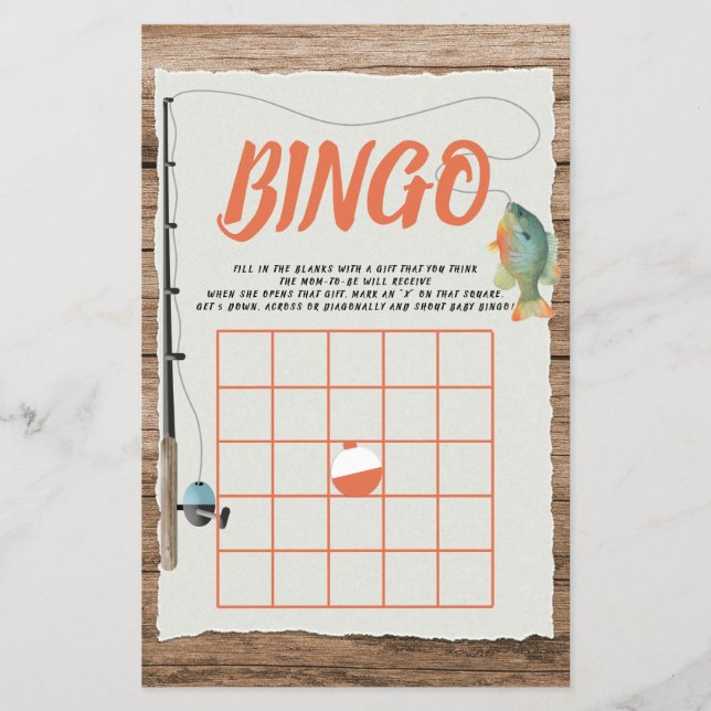 Fishing Theme Baby Shower Bingo Game Flyer (Front)