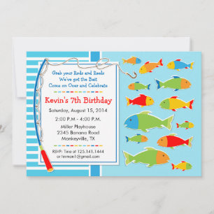 Fishing Theme Birthday Party Invitation