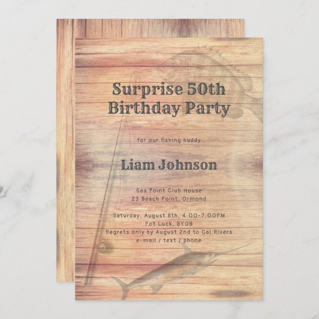 Fishing Theme His Birthday Party Invitation (Front/Back)