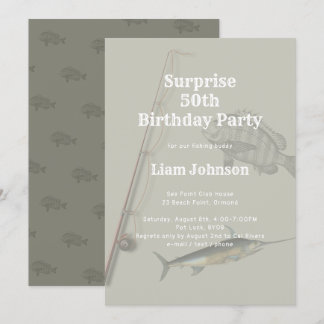 Fishing Theme His Surprise Birthday Party Invitation