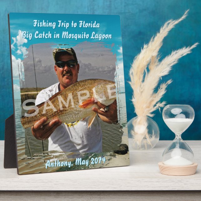 Fishing Theme Lagoon Sky Standing Photo Frame (Side)