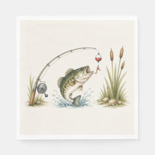 Fishing Theme Party Plates Bass Napkin