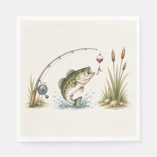 Fishing Theme Party Plates Bass Napkin (Front)