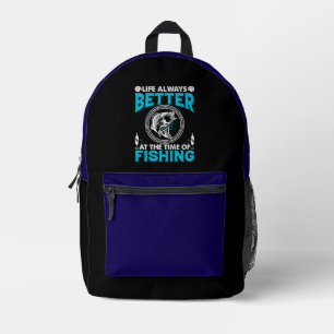 Fishing Theme Printed Backpack