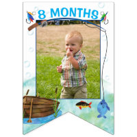 Fishing themed 1st birthday photo banner