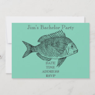Fishing themed male Bachelor Party Invitation
