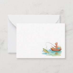 Fishing-Themed Note Card – Anglers & Lake Scene