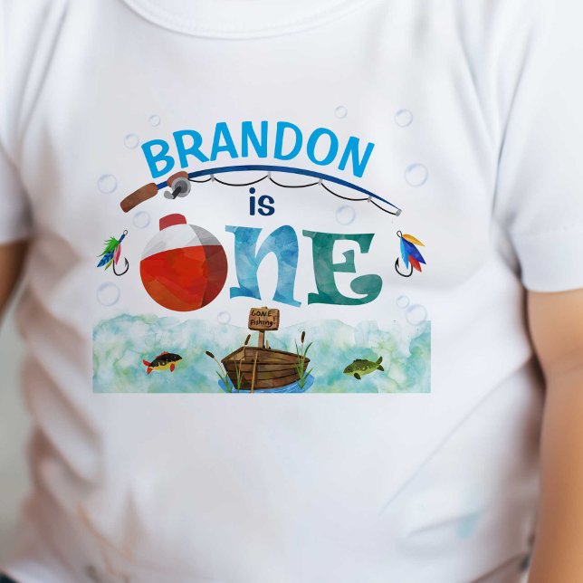 Fishing themed O-fish-ally 1st birthday  Baby T-Shirt (fishing themed, Boy 1s tbirthday t-shirt.)