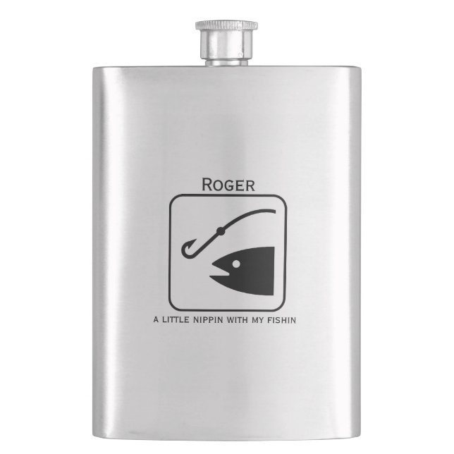 Fishing Themed Personalised Metal Flask (Front)