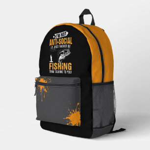 Fishing themed printed backpack