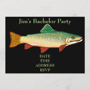 Fishing themed trout Bachelor Party Invitation