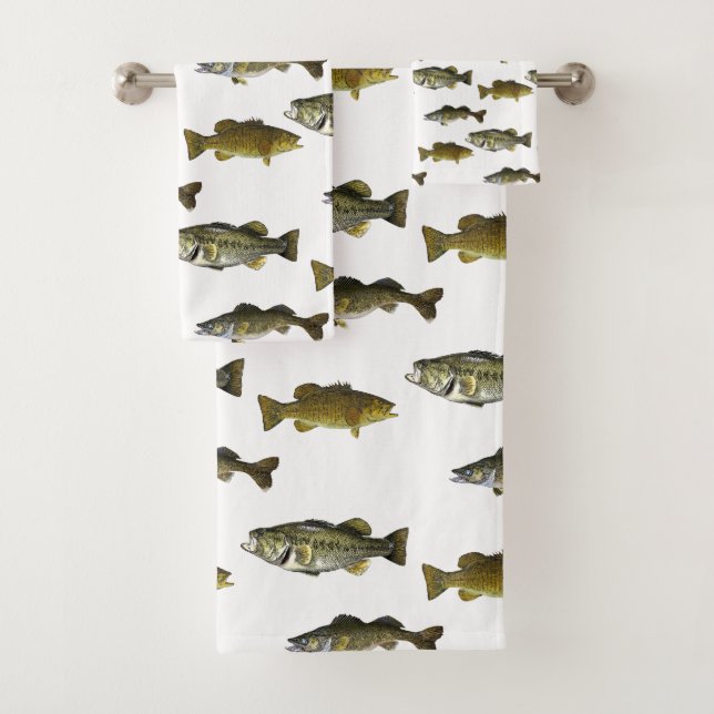 Fishing Themed Walleye Bass Angler Men's Bath Towel Set (Insitu)