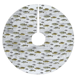 Fishing Themed Walleye Bass Crappie Angler Men's Brushed Polyester Tree Skirt