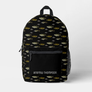 Fishing Themed Walleye Bass Crappie Angler Men's Printed Backpack