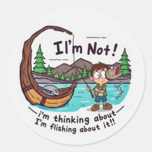 Fishing Thoughts: Not Just a Tall Tale! Classic Round Sticker