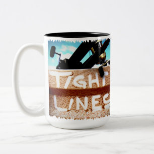 Fishing tight lines fishing rod fishing reel Two-Tone coffee mug