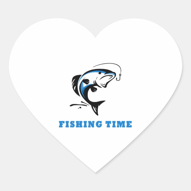 fishing time heart sticker (Front)