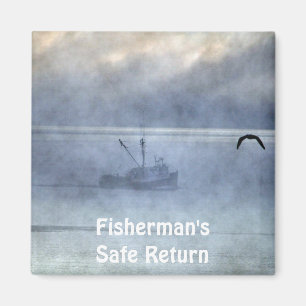 Fishing Trawler & Seagull Fishermans Gift Magnet