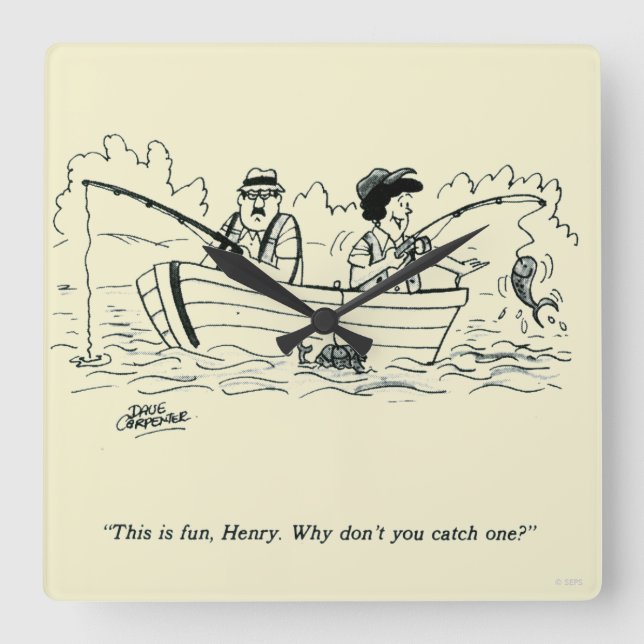 Fishing Trip Square Wall Clock (Front)