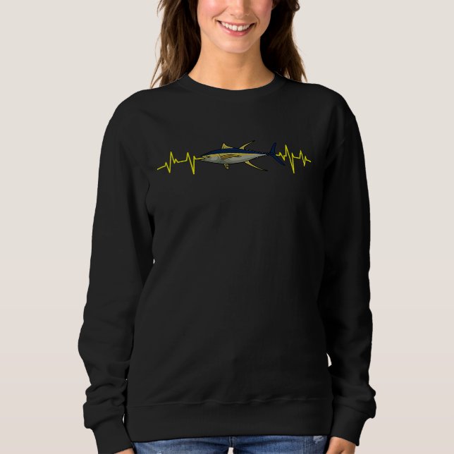 Fishing Tuna Heartbeat Fisherman Angler Fisher Sal Sweatshirt (Front)