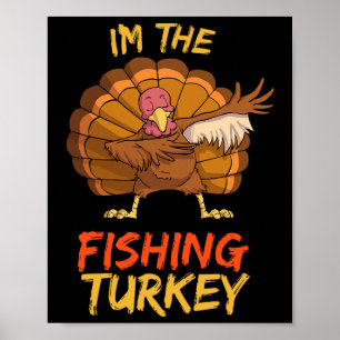 Fishing Turkey Matching Family Group Thanksgiving Poster