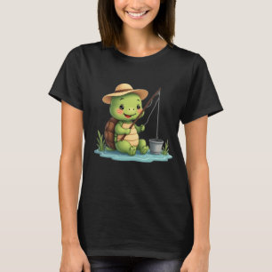 Fishing Turtle – Peaceful Turtle by the Lake T-Shirt