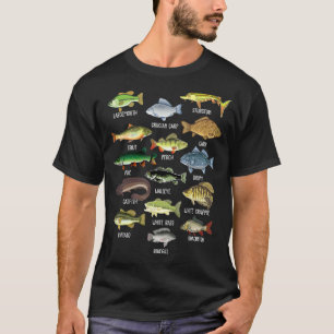 Fishing Types Of Freshwater Fish Kids Toddler Boy T-Shirt
