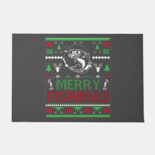 FISHING Ugly Christmas Apparel Bass Fish, Merry Fi Doormat