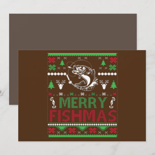 FISHING Ugly Christmas Apparel Bass Fish, Merry Fi Invitation
