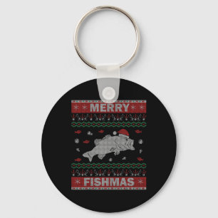 Fishing Ugly Christmas Sweater Outfit Gift Merry F Key Ring