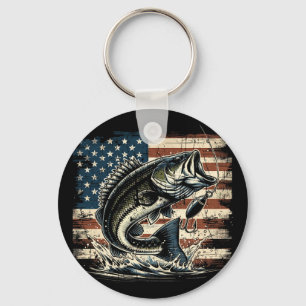 Fishing Us American Flag Byss Fish Fisherman Key Ring