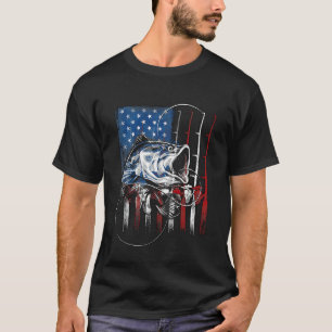 Fishing USA Flag American Fishing Love Patriotic 4 T-Shirt