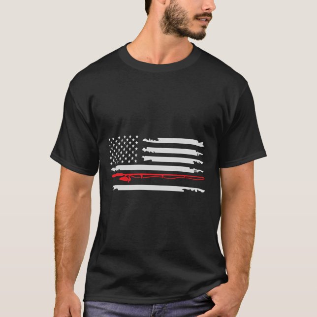 Fishing Usa Flag American Themed Decor Fisherman T-Shirt (Front)