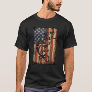 Fishing USA Flag Fisherman Fishing for Bass  T-Shirt